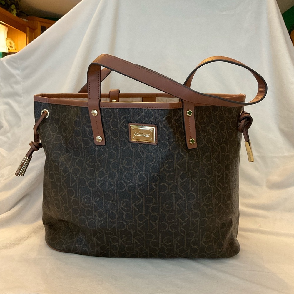 Calvin Klein Brown and Tan Tote Bag